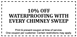 Coupon image that reads 10% off waterproofing with every chimney sweep
