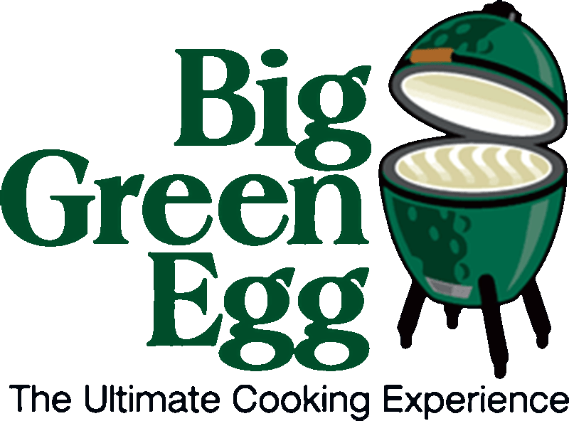 Big Green Egg logo - An egg shaped smoker in green with an open top.