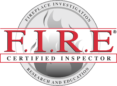 FIRE Service in a circle and Fireplace Investigation Research and Education in the middle in a ring of fire Logo