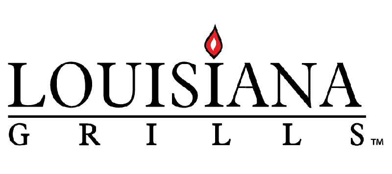 Louisiana Grills logo in black with flame over the 2nd I in Louisiana.