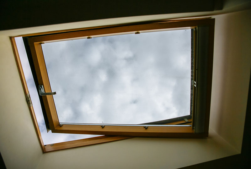 A skylight opened from below